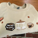 DERMEARNE Luke's Gilmore Embroidered Sweatshirts Women Fall Autumn Trio Coffee Design Vintage Style Pullover Thick Fleece Warm Jumpers