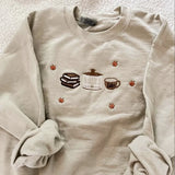 DERMEARNE Luke's Gilmore Embroidered Sweatshirts Women Fall Autumn Trio Coffee Design Vintage Style Pullover Thick Fleece Warm Jumpers