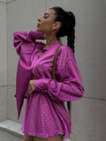 DERMEARNE Marthaqiqi Fashion Women Pajamas 2 Piece Suits Long Sleeve Nightgowns Long Sleeve Nightwear Shorts Casual Printing Sleepwear Set