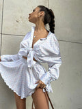 DERMEARNE Marthaqiqi Fashion Women Pajamas 2 Piece Suits Long Sleeve Nightgowns Long Sleeve Nightwear Shorts Casual Printing Sleepwear Set