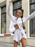 DERMEARNE Marthaqiqi Fashion Women Pajamas 2 Piece Suits Long Sleeve Nightgowns Long Sleeve Nightwear Shorts Casual Printing Sleepwear Set