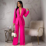 DERMEARNE Matching Sets Cardigan Outerwear Full Length Wide Leg Pant Sets Solid Two Pieces set Loose Pockets Office Lady 2024 Spliced