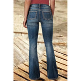 DERMEARNE Mid Waist Flared Jeans Women Button Casual Straight Leg Pants New 2024 Summer Pocket Hole Female Loose Office Lady Slim Pants