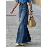 DERMEARNE Modigirl Womens Casual Blue Jeans Pants Autumn Spring Vintage Bottoms with Pockets Woman High-Waisted Straight Leg Denim Pants