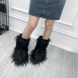 DERMEARNE New Fashion Mongolia Fur Woman Snow Boots Rainbow  Lady Winter Boots Warm Boots Women Boots Shoes Bottes de neige femmes
