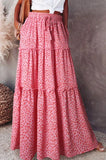 DERMEARNE New Long Skirt Retro Skirt Loose Casual High Waist Skirt Bohemian Style Patchwork Pleated Pocket Skirt