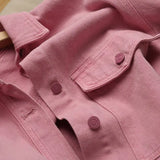 DERMEARNE New Women Pink Jeans Jacket Oversized Korean Style Single Breasted Chic Denim Coats Spring Autumn Cowboy Jackets Outwear