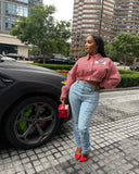 DERMEARNE New Women's Plaid Jacket Fashion Loose Long Sleeve Single Row Button Tops Short Jacket Cardigan Coats Shirts