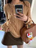 DERMEARNE New round neck cashmere sweater women's autumn and winter embroidered knitted top long sleeved pullover women's sweater