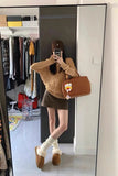 DERMEARNE New round neck cashmere sweater women's autumn and winter embroidered knitted top long sleeved pullover women's sweater