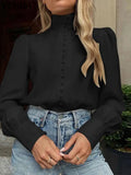 DERMEARNE Plus Size 5XL VONDA Women Fashion Elegant Blouse Long Sleeve Shirts Stand Collar Buttons Solid Blusas Casual Loose Tunic Tops