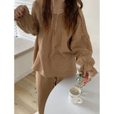DERMEARNE Polka Dot Sleepwear Women Pajama Sets Lace Piiama Autumn Pants Sets for Women 2 Pieces Long Sleeve Night Wears Ruffles Home Suit