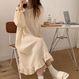 DERMEARNE Polka Dot Sleepwear Women Pajama Sets Lace Piiama Autumn Pants Sets for Women 2 Pieces Long Sleeve Night Wears Ruffles Home Suit