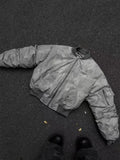 DERMEARNE Retro Wasteland Wind Jackets Pleated Design Flight Jacket Baseball Suit Cotton Suit American Parkas Hip Hop Winter Coat New Man