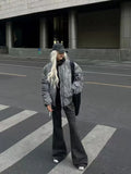 DERMEARNE Retro Wasteland Wind Jackets Pleated Design Flight Jacket Baseball Suit Cotton Suit American Parkas Hip Hop Winter Coat New Man