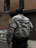DERMEARNE Retro Wasteland Wind Jackets Pleated Design Flight Jacket Baseball Suit Cotton Suit American Parkas Hip Hop Winter Coat New Man