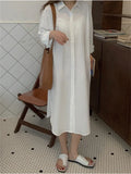 DERMEARNE S-2XL Summer Shirt Dress Evening Vintage Dress Party Oversize Long Cotton Beach Women Dresses Robe Vestido Vestidos Para Mujer