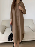 DERMEARNE S-2XL Summer Shirt Dress Evening Vintage Dress Party Oversize Long Cotton Beach Women Dresses Robe Vestido Vestidos Para Mujer
