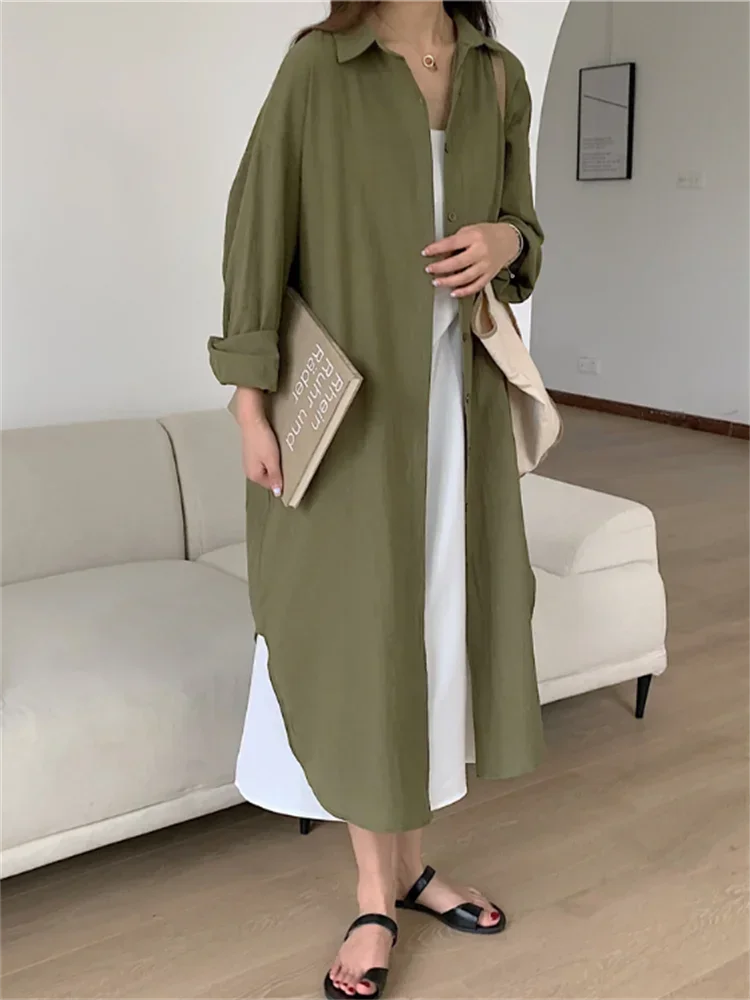 DERMEARNE S-2XL Summer Shirt Dress Evening Vintage Dress Party Oversize Long Cotton Beach Women Dresses Robe Vestido Vestidos Para Mujer