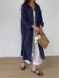 DERMEARNE S-2XL Summer Shirt Dress Evening Vintage Dress Party Oversize Long Cotton Beach Women Dresses Robe Vestido Vestidos Para Mujer