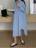 DERMEARNE S-2XL Summer Shirt Dress Evening Vintage Dress Party Oversize Long Cotton Beach Women Dresses Robe Vestido Vestidos Para Mujer