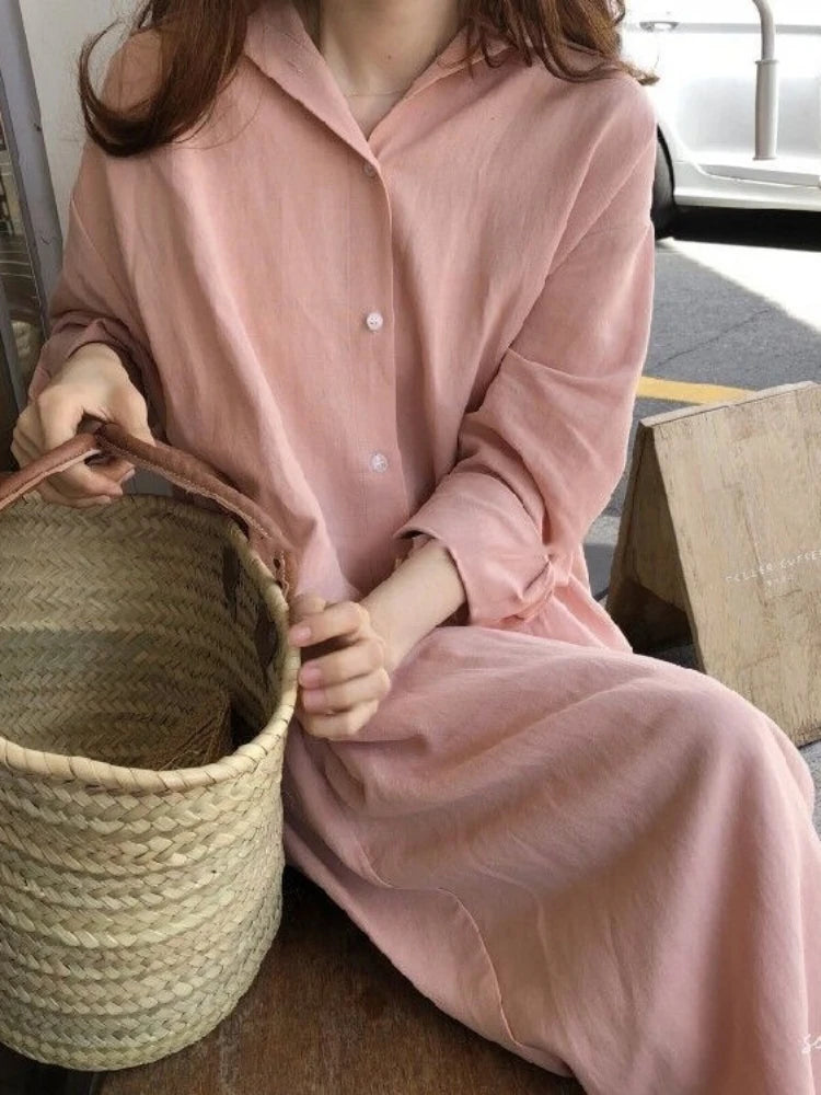 DERMEARNE S-2XL Summer Shirt Dress Evening Vintage Dress Party Oversize Long Cotton Beach Women Dresses Robe Vestido Vestidos Para Mujer