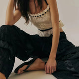 DERMEARNE Women Lace Trim FP Long Dupes Bloomers Pettipants Victorian Ruffle Pantaloons Cropped Bloomers Pants Lounge Pajama Bottoms