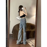 Y2K Pure Desire American Retro Niche Design Butterfly Embroidered Jeans Female New High Waist Slim Micro Flared Pants