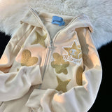 Zip Up Hoodie Women Y2K Kawaii Harajuku Clothes Full Gothic Web Sweatshirt Hip Hop Grunge Oversized Jacket Coat tops