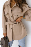 Women's Clothing Autumn and Winter New Fashion Commuter European and American V-neck Strap Solid Color Woolen Jacket