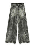 DERMEARNE Vintage Y2k Streetwear Punk Hip Hop Jeans Women Pants Grunge Baggy Ripped Denim Trousers Gothic Distressed Wide Leg Jeans Goth