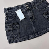 Y2k Harajuku New Denim Mini Skirt Solid Color Oversized Pocket Casual Black Goth Pleated Plaid Skirt Fashion Sexy Girl Skirts