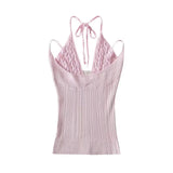 Girl Sleeveless Ribbed Korean Women Basics Casual Y2k Camis Sexy Clothes Party Femme Tank Elegant Prairie Chic Hollow Out Top