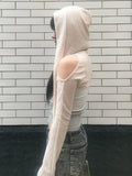 Long Sleeve Hooded T-shirts Off Shoulder Sexy Harajuku Tshirts Women Y2k Aesthetic Grunge Streetwear Crop Top Thin Cardigan