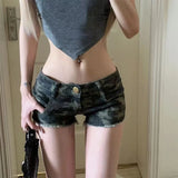 Retro 24 Y2K Sexy Camouflage Denim Super Shorts Women's Summer New Slimming Low Waist Wrap Hip Hot Pants Jeans Shorts