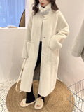 Women's Winter Coat Long Loose Warm Stand-up Collar Mink Velvet Faux Fur Jacket Women Veste Femme Clothes Fashion Coats