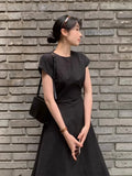 Korea Fashion Vintage Elegant Midi Dress Women 2024 Summer O-Neck Y2k Design Harajuku Dress Female French Retro Lace-up Clothes