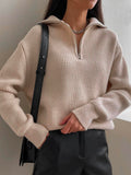 Zipper Fashion Women Sweaters Solid Loose Knitted Long Sleeve Women's Sweater Warm Autumn/Winter Oversized Sweater Women