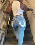 Y2k Hip-Hop Retro Street Casual Women's Harajuku Fashion Trends Printed Denim Trousers Straight Wide-leg Pants For Men and Women