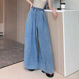 Blue Jeans Women Y2K Hip Hop Vintage High Waisted American Style Jeans Streetwear Casual Loose Large Size Wide Leg Denim Pants