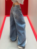 DERMEARNE Gradient Spring 2026 Blue Jeans Women Y2K Vintage High Waisted Jeans Straight Streetwear Loose Large Wide Leg Denim Pants