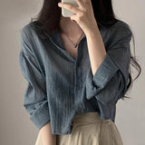 Shirt Blouse Simple Thin Pure Color Anti-UV Shirt Anti-fade Shirt Top Women Solid Color Sun Protection Shirt Streetwear