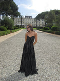 Polka Dot Printed Spaghetti Strap Long Robes 2024 Summer Classic High-waist A-line Party Dress Lasy Streetwear Maxi Dresses