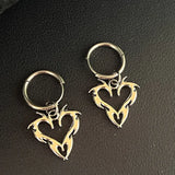 DERMEARNE Y2K Accessories Hoop Earrings Korean Fashion Thorn Heart Earrings for Women Punk Charm Jewelry Goth