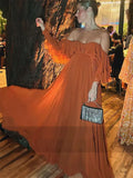 Dmearne New Elegant Solid Ruffles Off Shoulder Maxi Dress Women Sexy Sleeveless Backless Loose Vestidos Summer Lady Vacation Robes