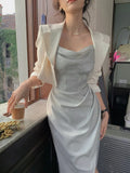 New Women Corset Ruched Midi Dress Summer Spaghetti Strap Sexy Bodycon Elegant Party Slim One Piece Clothes Vestidos