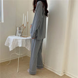 Casual Women's Pajamas Set Spring and Autumn New 2024 Pure Cotton Long Sleeves Long Pants Sweet School Style Homewear Set