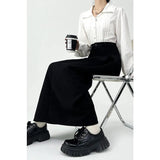 Yasuk AllSeason Casual Soft Solid Women's Pleated Skirt Long Draped Suit Elastic Waist Dress Maxi Skirt Slim Grace Student
