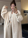Thicken Knit Loose Coat Women Full Sleeve Single Breasted Fashion Female Cardigan Winter Warm Long Cardigan Chic Lady Outerwear