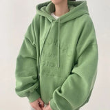Korean style loose sports sweatshirt for women spring autumn winter casual round neck thin section plus velvet letters y2k tops